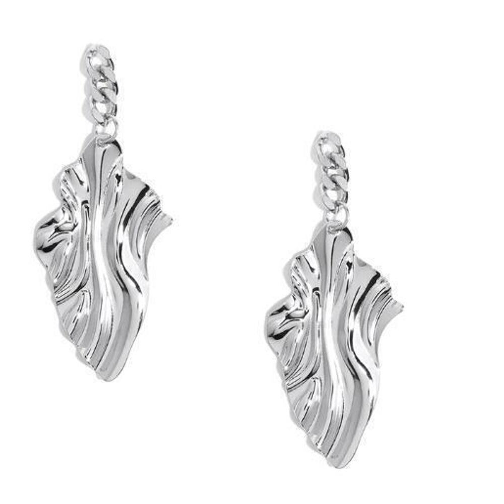 Zenzii Drop Earrings of Wavy Shiny Metal - Silver